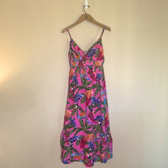 By The River Tropical Print Dress With Toucan Print Throughout Womens Size M - Picture 3 of 14